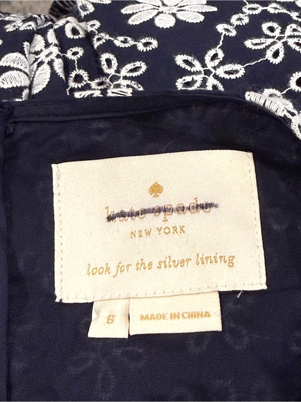 NWOT Kate Spade Navy Floral Ruffle Tie-Detail Mini Dress - Picture 5 of 5